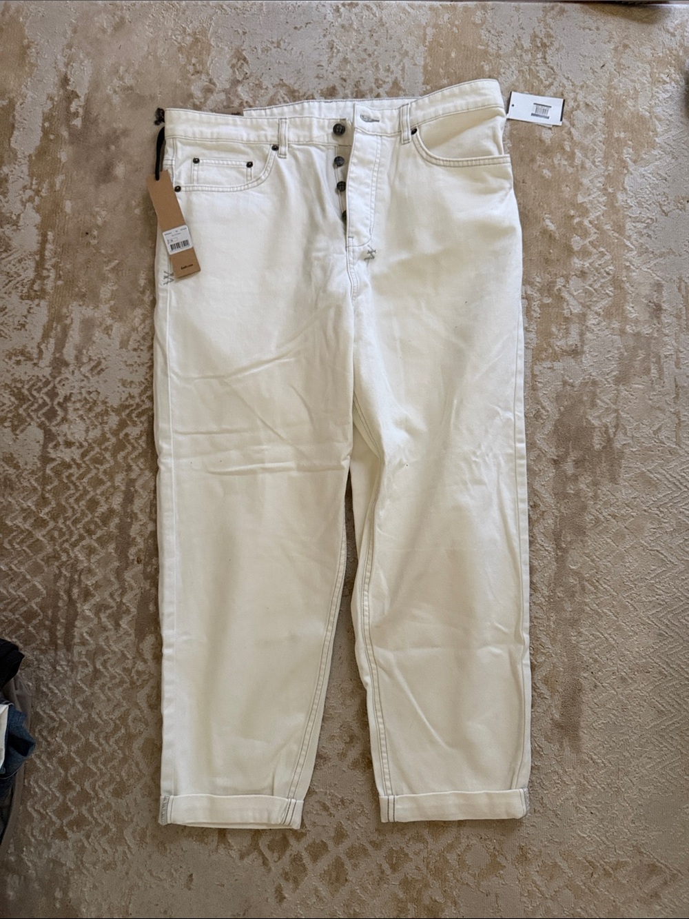 Ksubi Men's Relaxed Jeans in Off-White
